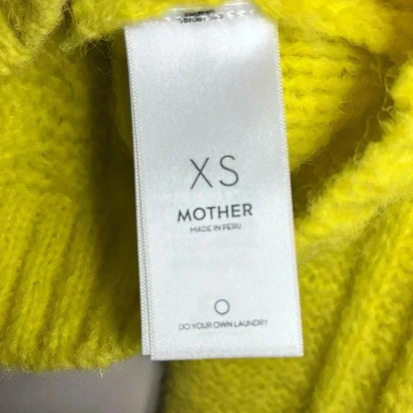 Mother The Wide Sleeve Jumper Crop Highlighter Yellow Cable-Knit Sweater XS - Picture 7 of 12